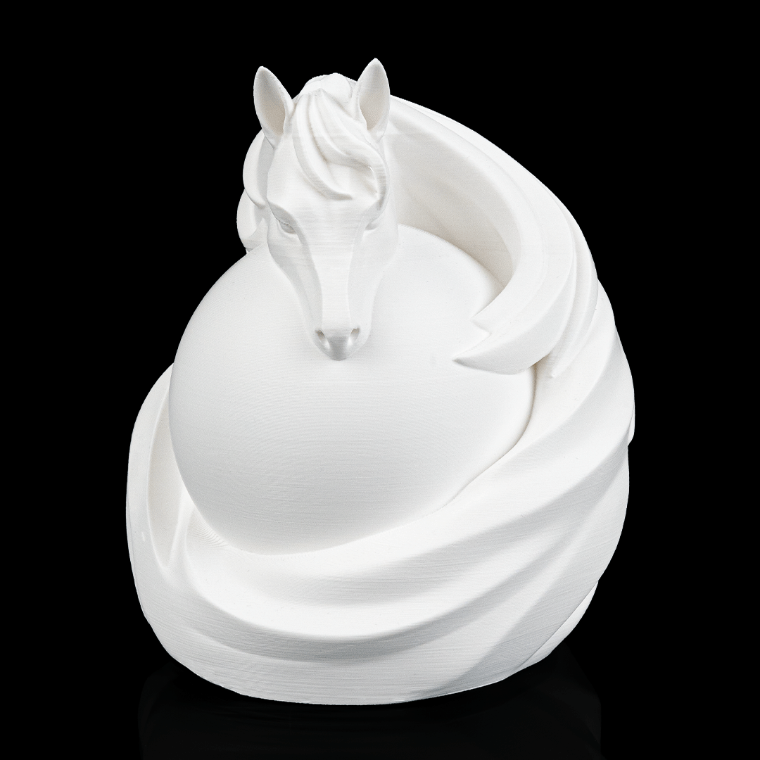 Unlit Stallion Sphere Desk Lamp showing bold horse design wrapped around globe