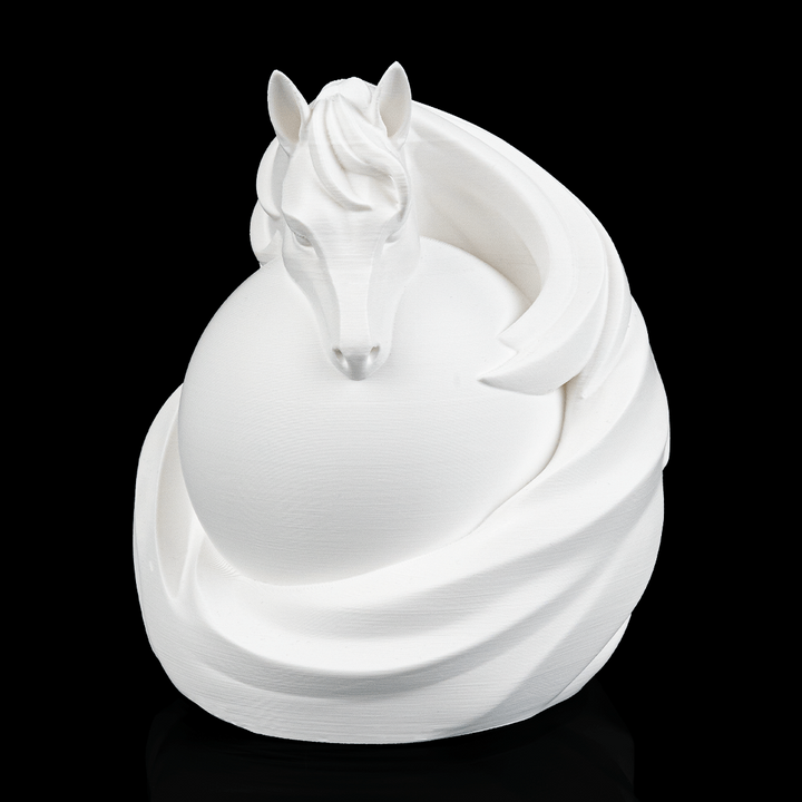 Unlit Stallion Sphere Desk Lamp showing bold horse design wrapped around globe