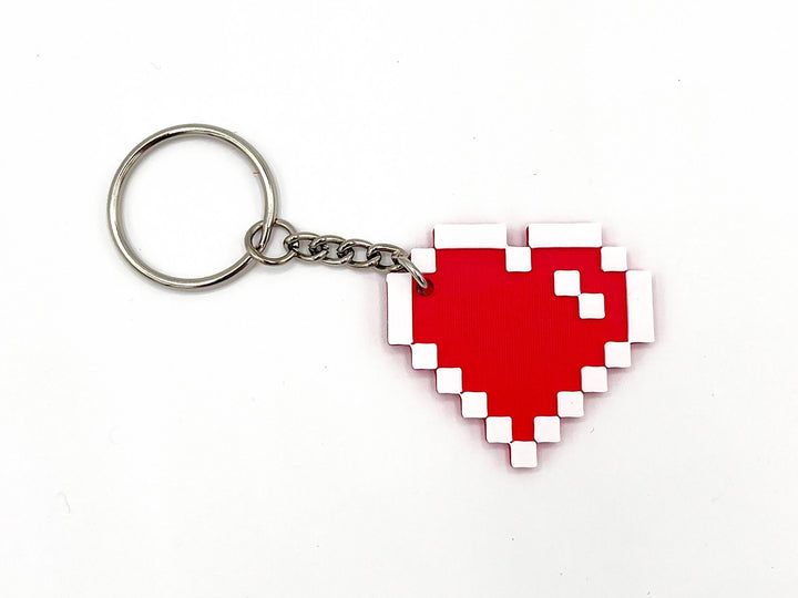 Retro 8-Bit Heart Keychain